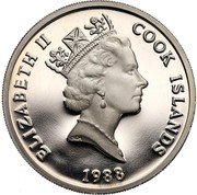 Cook Islands 20 Cents Elizabeth II 3rd portrait 1988 KM# 35 ELIZABETH II COOK ISLANDS 1988 coin obverse Cook Islands 20 Cents Elizabeth II 3rd portrait 1988 KM# 35 ELIZABETH II COOK ISLANDS 1988 coin obverse