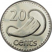 Fiji 20 Cents Tabua 2006 (l) KM# 53a 20 CENTS coin reverse Fiji 20 Cents Tabua 2006 (l) KM# 53a 20 CENTS coin reverse