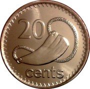 Fiji 20 Cents Tabua 2009 KM# 121 20 CENTS coin reverse Fiji 20 Cents Tabua 2009 KM# 121 20 CENTS coin reverse