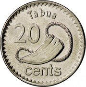Fiji 20 Cents Kaka Parrot 2012 KM# 334 TABUA 20 CENTS coin reverse Fiji 20 Cents Kaka Parrot 2012 KM# 334 TABUA 20 CENTS coin reverse