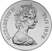 Fiji 20 Dollars Golden Cowrie 1978 KM# 42 ELIZABETH II FIJI 1978 coin obverse Fiji 20 Dollars Golden Cowrie 1978 KM# 42 ELIZABETH II FIJI 1978 coin obverse
