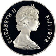 Fiji 20 Dollars Golden Cowrie 1978 Proof KM# 42a ELIZABETH II FIJI 1978 coin obverse Fiji 20 Dollars Golden Cowrie 1978 Proof KM# 42a ELIZABETH II FIJI 1978 coin obverse