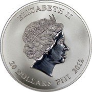 Fiji 20 Dollars Year of the Dragon 2012 Proof KM# 231 ELIZABETH II 20 DOLLARS FIJI 2012 coin obverse Fiji 20 Dollars Year of the Dragon 2012 Proof KM# 231 ELIZABETH II 20 DOLLARS FIJI 2012 coin obverse
