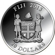 Fiji 20 Dollars Exotic Endangered Wildlife 2013 KM# 405 FIJI 2013 20 DOLLARS REREVAKA NA KALOU KA DOKA NA TUI coin obverse Fiji 20 Dollars Exotic Endangered Wildlife 2013 KM# 405 FIJI 2013 20 DOLLARS REREVAKA NA KALOU KA DOKA NA TUI coin obverse