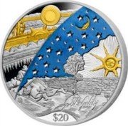 Fiji 20 Dollars 450th Anniversary of Galileo 2014 Proof KM# 521 $20 coin reverse Fiji 20 Dollars 450th Anniversary of Galileo 2014 Proof KM# 521 $20 coin reverse