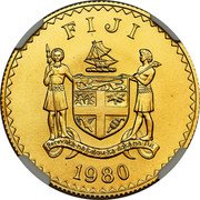 Fiji 200 Dollars 10th Anniversary of Independence 1980 KM# 47 FIJI REREVAKA NA KALOU KA DOKA NA TUI 1980 coin obverse Fiji 200 Dollars 10th Anniversary of Independence 1980 KM# 47 FIJI REREVAKA NA KALOU KA DOKA NA TUI 1980 coin obverse