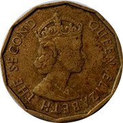 Fiji Three Pence Elizabeth II. Native Dwelling 1960 KM# 22 QUEEN ELIZABETH THE SECOND coin obverse Fiji Three Pence Elizabeth II. Native Dwelling 1960 KM# 22 QUEEN ELIZABETH THE SECOND coin obverse