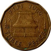 Fiji Three Pence Elizabeth II. Native Dwelling 1960 KM# 22 FIJI 1961 THREE PENCE coin reverse Fiji Three Pence Elizabeth II. Native Dwelling 1960 KM# 22 FIJI 1961 THREE PENCE coin reverse
