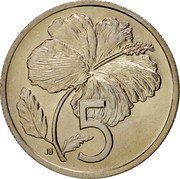 Cook Islands 5 Cents Elizabeth II 2nd portrait 1972 KM# 3 5 JB coin reverse Cook Islands 5 Cents Elizabeth II 2nd portrait 1972 KM# 3 5 JB coin reverse