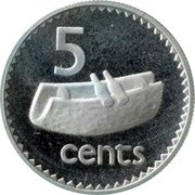 Fiji 5 Cents Lali 1976 Proof KM# 29a 5 CENTS coin reverse Fiji 5 Cents Lali 1976 Proof KM# 29a 5 CENTS coin reverse