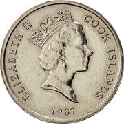 Cook Islands 5 Cents Elizabeth II 3rd portrait 1987 KM# 33 ELIZABETH II COOK ISLAND RDM 1987 coin obverse Cook Islands 5 Cents Elizabeth II 3rd portrait 1987 KM# 33 ELIZABETH II COOK ISLAND RDM 1987 coin obverse