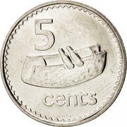 Fiji 5 Cents Lali 1990 (o) KM# 51a 5 CENTS coin reverse Fiji 5 Cents Lali 1990 (o) KM# 51a 5 CENTS coin reverse