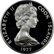 Cook Islands Five Dollars Atiu Swiftlet 1977 FM (M) KM# 17 ELIZABETH II COOK ISLANDS 1977 coin obverse Cook Islands Five Dollars Atiu Swiftlet 1977 FM (M) KM# 17 ELIZABETH II COOK ISLANDS 1977 coin obverse