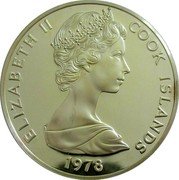 Cook Islands Five Dollars Small Polynesian Warbler. 250h Anniv. of J. Cook 1978 FM (M) KM# 20 ELIZABETH II COOK ISLANDS 1978 coin obverse Cook Islands Five Dollars Small Polynesian Warbler. 250h Anniv. of J. Cook 1978 FM (M) KM# 20 ELIZABETH II COOK ISLANDS 1978 coin obverse