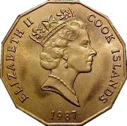Cook Islands 5 Dollars Elizabeth II 3rd portrait 1987 KM# 39 ELIZABETH II COOK ISLANDS RDM 1987 coin obverse Cook Islands 5 Dollars Elizabeth II 3rd portrait 1987 KM# 39 ELIZABETH II COOK ISLANDS RDM 1987 coin obverse