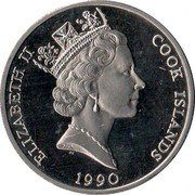 Cook Islands 5 Dollars Endangered World Wildlife.Tiger 1990 KM# 181 ELIZABETH II COOK ISLANDS RDM PM 1990 coin obverse