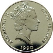 Cook Islands 5 Dollars Chimpanzee 1990 PM KM# 810 ELIZABETH II COOK ISLANDS RDM PM 1990 coin obverse Cook Islands 5 Dollars Chimpanzee 1990 PM KM# 810 ELIZABETH II COOK ISLANDS RDM PM 1990 coin obverse