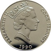 Cook Islands 5 Dollars Black rhino 1990 PM KM# 809 ELIZABETH II COOK ISLANDS RDM PM 1990 coin obverse Cook Islands 5 Dollars Black rhino 1990 PM KM# 809 ELIZABETH II COOK ISLANDS RDM PM 1990 coin obverse