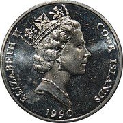 Cook Islands 5 Dollars Grizzly bear 1990 PM KM# 808 ELIZABETH II COOK ISLANDS RDM 1990 coin obverse Cook Islands 5 Dollars Grizzly bear 1990 PM KM# 808 ELIZABETH II COOK ISLANDS RDM 1990 coin obverse