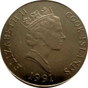 Cook Islands 5 Dollars Peregrine falcon 1991 KM# 225 ELIZABETH II COOK ISLANDS RDM 1991 coin obverse Cook Islands 5 Dollars Peregrine falcon 1991 KM# 225 ELIZABETH II COOK ISLANDS RDM 1991 coin obverse