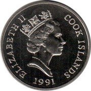 Cook Islands 5 Dollars Alpine Ibex 1991 KM# 223 ELIZABETH II COOK ISLANDS RDM 1991 coin obverse Cook Islands 5 Dollars Alpine Ibex 1991 KM# 223 ELIZABETH II COOK ISLANDS RDM 1991 coin obverse