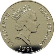 Cook Islands 5 Dollars Endangered Wildlife. Eurasian otter 1991 KM# 218 ELIZABETH II COOK ISLANDS 1991 coin obverse Cook Islands 5 Dollars Endangered Wildlife. Eurasian otter 1991 KM# 218 ELIZABETH II COOK ISLANDS 1991 coin obverse