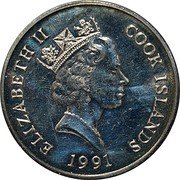 Cook Islands 5 Dollars Bee Hummingbird 1991 KM# 227 ELIZABETH II COOK ISLANDS RDM 1991 coin obverse Cook Islands 5 Dollars Bee Hummingbird 1991 KM# 227 ELIZABETH II COOK ISLANDS RDM 1991 coin obverse