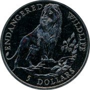 Cook Islands 5 Dollars Endangered World Wildlife. Lion 1991 KM# 226 ENDANGERED WILDLIFE 5 DOLLARS coin reverse Cook Islands 5 Dollars Endangered World Wildlife. Lion 1991 KM# 226 ENDANGERED WILDLIFE 5 DOLLARS coin reverse