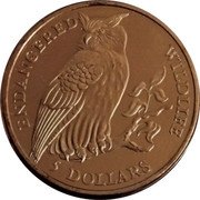 Cook Islands 5 Dollars Endangered World Wildlife.Eagle owl 1991 KM# 224 ENDANGERED WILDLIFE 5 DOLLARS coin reverse Cook Islands 5 Dollars Endangered World Wildlife.Eagle owl 1991 KM# 224 ENDANGERED WILDLIFE 5 DOLLARS coin reverse