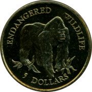 Cook Islands 5 Dollars Lowland Gorilla 1992 KM# 230 ENDANGERED WILDLIFE 5 DOLLARS coin reverse Cook Islands 5 Dollars Lowland Gorilla 1992 KM# 230 ENDANGERED WILDLIFE 5 DOLLARS coin reverse