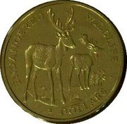 Cook Islands 5 Dollars Persian fallow deer 1991 KM# 229 ENDANGERED WILDLIFE 5 DOLLARS coin reverse Cook Islands 5 Dollars Persian fallow deer 1991 KM# 229 ENDANGERED WILDLIFE 5 DOLLARS coin reverse