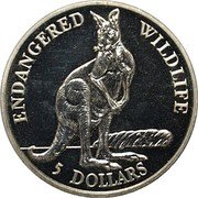 Cook Islands 5 Dollars Endangered World Wildlife. Kangaroo 1991 KM# 228 ENDANGERED WILDLIFE 5 DOLLARS coin reverse Cook Islands 5 Dollars Endangered World Wildlife. Kangaroo 1991 KM# 228 ENDANGERED WILDLIFE 5 DOLLARS coin reverse