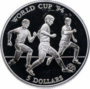 Cook Islands 5 Dollars 15th World championship football 1994 United States 1991 Proof KM# 149 WORLD CUP '94 5 DOLLARS coin reverse Cook Islands 5 Dollars 15th World championship football 1994 United States 1991 Proof KM# 149 WORLD CUP '94 5 DOLLARS coin reverse
