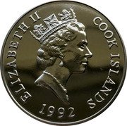 Cook Islands 5 Dollars Elizabeth II Takin 1992 KM# 233 ELIZABETH II COOK ISLANDS 1992 coin obverse Cook Islands 5 Dollars Elizabeth II Takin 1992 KM# 233 ELIZABETH II COOK ISLANDS 1992 coin obverse