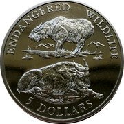 Cook Islands 5 Dollars Elizabeth II Takin 1992 KM# 233 ENDANGERED WILDLIFE 5 DOLLARS coin reverse Cook Islands 5 Dollars Elizabeth II Takin 1992 KM# 233 ENDANGERED WILDLIFE 5 DOLLARS coin reverse
