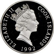 Cook Islands 5 Dollars Johann Sebastian Bach 1992 Proof KM# 150 ELIZABETH II COOK ISLANDS RDM 1992 coin obverse Cook Islands 5 Dollars Johann Sebastian Bach 1992 Proof KM# 150 ELIZABETH II COOK ISLANDS RDM 1992 coin obverse