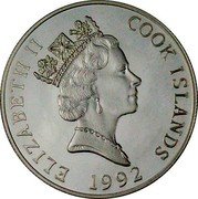 Cook Islands 5 Dollars French exploration ship Astrolabe 1992 Proof KM# 160 ELIZABETH II COOK ISLANDS RDM 1992 coin obverse Cook Islands 5 Dollars French exploration ship Astrolabe 1992 Proof KM# 160 ELIZABETH II COOK ISLANDS RDM 1992 coin obverse