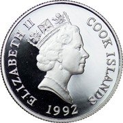 Cook Islands 5 Dollars Protect Our World 1992 Proof KM# 137 ELIZABETH II COOK ISLANDS 1992 coin obverse Cook Islands 5 Dollars Protect Our World 1992 Proof KM# 137 ELIZABETH II COOK ISLANDS 1992 coin obverse