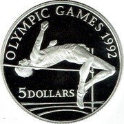 Cook Islands 5 Dollars Elizabeth II Olympics 1992 Proof KM# 252 OLYMPIC GAMES 1992 5 DOLLARS coin reverse Cook Islands 5 Dollars Elizabeth II Olympics 1992 Proof KM# 252 OLYMPIC GAMES 1992 5 DOLLARS coin reverse
