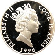 Cook Islands 5 Dollars Gorilles 1996 Proof KM# 303 ELIZABETH II COOK ISLANDS RDM 1996 coin obverse Cook Islands 5 Dollars Gorilles 1996 Proof KM# 303 ELIZABETH II COOK ISLANDS RDM 1996 coin obverse