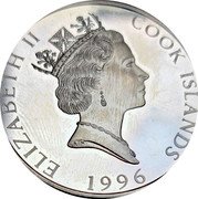 Cook Islands 5 Dollars Olympics 1996 Proof KM# 370 ELIZABETH II COOK ISLANDS 1996 RDM coin obverse Cook Islands 5 Dollars Olympics 1996 Proof KM# 370 ELIZABETH II COOK ISLANDS 1996 RDM coin obverse