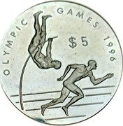 Cook Islands 5 Dollars Olympics 1996 Proof KM# 370 $5 OLYMPIC GAMES 1996 coin reverse Cook Islands 5 Dollars Olympics 1996 Proof KM# 370 $5 OLYMPIC GAMES 1996 coin reverse