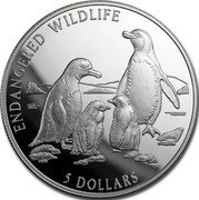 Cook Islands 5 Dollars Penguin family 1996 Proof KM# 304 ENDANGERED WILDLIFE 5 DOLLARS coin reverse Cook Islands 5 Dollars Penguin family 1996 Proof KM# 304 ENDANGERED WILDLIFE 5 DOLLARS coin reverse