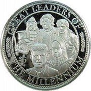 Cook Islands 5 Dollars Great Leaders of the Millennium 1997 KM# 882 GREATEST LEADERS OF THE MILLENNIUM $5 coin reverse Cook Islands 5 Dollars Great Leaders of the Millennium 1997 KM# 882 GREATEST LEADERS OF THE MILLENNIUM $5 coin reverse