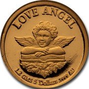 Cook Islands 5 Dollars Elizabeth II Love Angel 1997 Proof KM# 923 LOVE ANGEL 1.2 GMS 5 DOLLARS .9999 AU coin reverse Cook Islands 5 Dollars Elizabeth II Love Angel 1997 Proof KM# 923 LOVE ANGEL 1.2 GMS 5 DOLLARS .9999 AU coin reverse