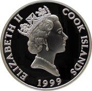 Cook Islands 5 Dollars Kakerori Bird 1999 Proof KM# 378 ELIZABETH II COOK ISLANDS 1999 RDM coin obverse Cook Islands 5 Dollars Kakerori Bird 1999 Proof KM# 378 ELIZABETH II COOK ISLANDS 1999 RDM coin obverse