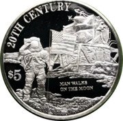 Cook Islands 5 Dollars Elizabeth II Moon Landing 1999 Proof KM# 1315 20TH CENTURY $5 MAN WALKS ON THE MOON coin reverse Cook Islands 5 Dollars Elizabeth II Moon Landing 1999 Proof KM# 1315 20TH CENTURY $5 MAN WALKS ON THE MOON coin reverse