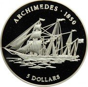 Cook Islands 5 Dollars Elizabeth II Archimedes 1999 Proof KM# 456 ARCHIMEDES 1850 5 DOLLARS coin reverse Cook Islands 5 Dollars Elizabeth II Archimedes 1999 Proof KM# 456 ARCHIMEDES 1850 5 DOLLARS coin reverse