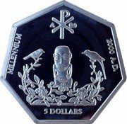 Cook Islands 5 Dollars Millennium 2000 A.D 1999 Proof KM# 367 PAX MILLENNIUM 2000 A.D. 5 DOLLARS coin reverse Cook Islands 5 Dollars Millennium 2000 A.D 1999 Proof KM# 367 PAX MILLENNIUM 2000 A.D. 5 DOLLARS coin reverse