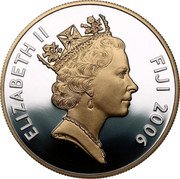 Fiji Five Dollars 80th Birthday of the Queen Elizabeth II 2006 Proof KM# 173 ELIZABETH II RDM FIJI 2006 coin obverse Fiji Five Dollars 80th Birthday of the Queen Elizabeth II 2006 Proof KM# 173 ELIZABETH II RDM FIJI 2006 coin obverse